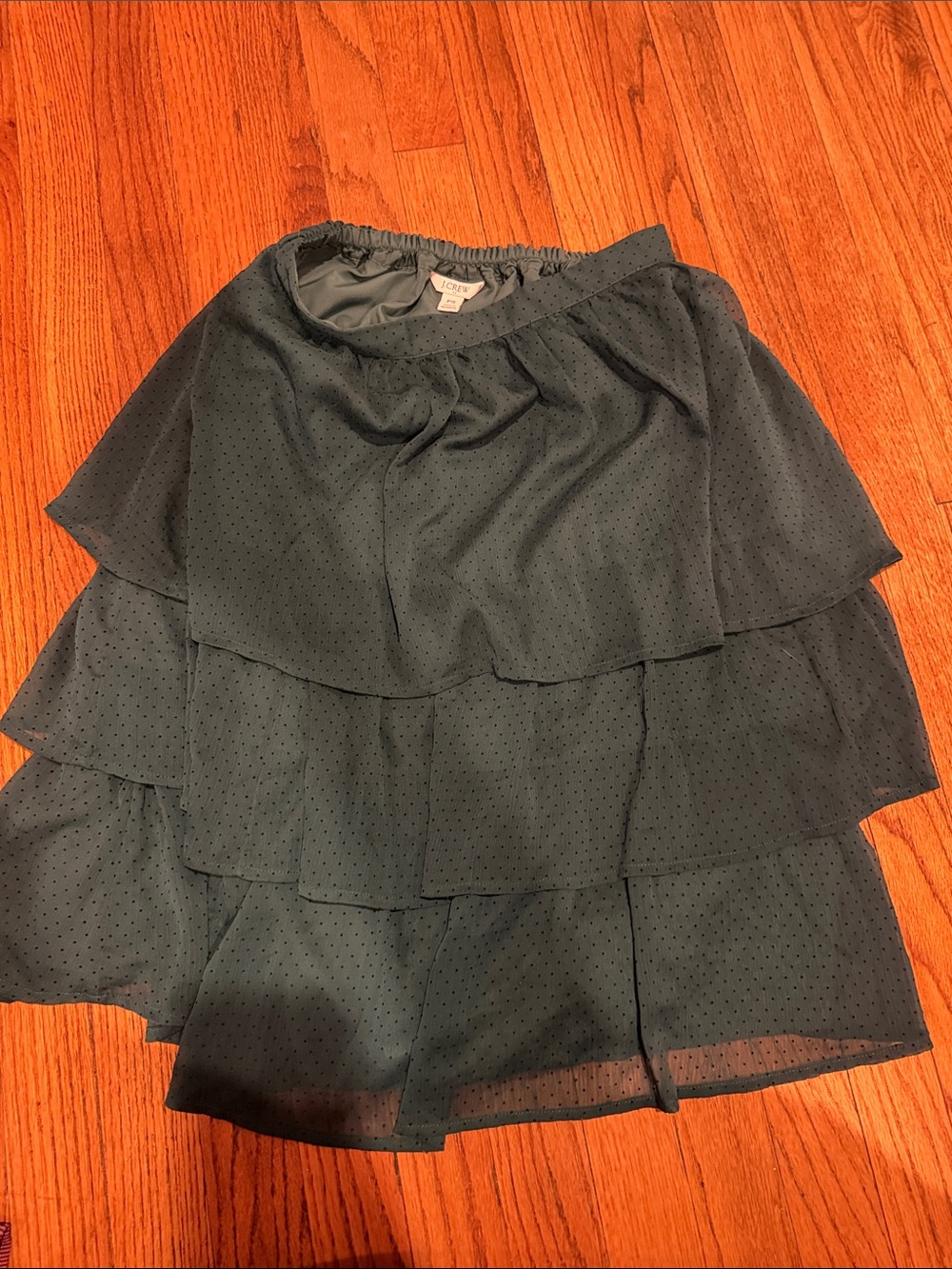 J crew Layered Circle Skirt dark green